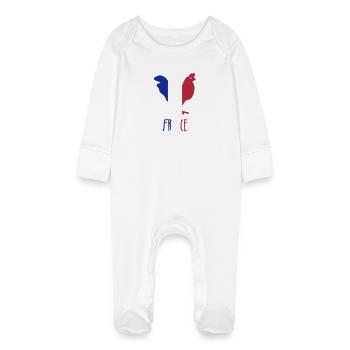 France Français Française French Frankreich - Baby Organic Sleepsuit with Scratch Mitts - white - Front