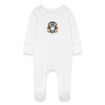 Chark le tigre audiophile - Grenouillère bio avec gants Bébé - blanc - Devant