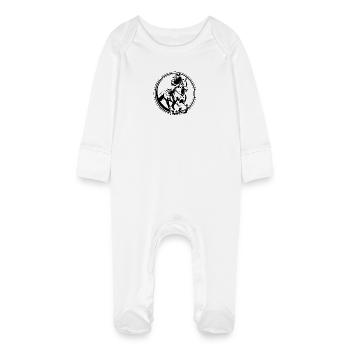Silhouette de cheval d’équitation - Grenouillère bio avec gants Bébé - blanc - Devant