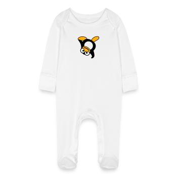Pingouin Breakdance Danse Poirier Fête DJ Musique - Grenouillère bio avec gants Bébé - blanc - Devant