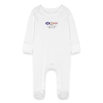 hands_across_copy - Baby Organic Sleepsuit with Scratch Mitts - white - Front
