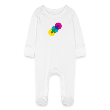 Vinyl Records (Diagonal) - Baby Organic Sleepsuit with Scratch Mitts - white - Front