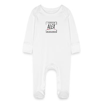 Eigentum von Alex - Baby Bio-Schlafanzug mit Kratzhandschuhen - Weiß - Vorne
