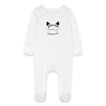 Je peux pas je garde mon chat - Grenouillère bio avec gants Bébé - blanc - Devant