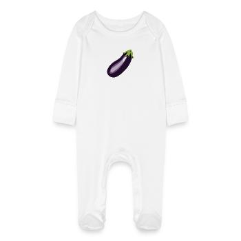 aubergine - Grenouillère bio avec gants Bébé - blanc - Devant