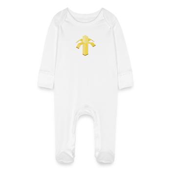 représentation abstraite d'une banane - Grenouillère bio avec gants Bébé - blanc - Devant