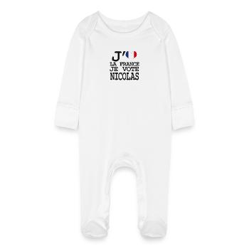 Ich liebe Frankreich Ich stimme Nicolas - Baby Bio-Schlafanzug mit Kratzhandschuhen - Weiß - Vorne
