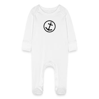 anker_symbol - Baby Bio-Schlafanzug mit Kratzhandschuhen - Weiß - Vorne