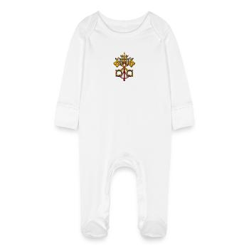 symbole emblème drapeau du Vatican Italie - Grenouillère bio avec gants Bébé - blanc - Devant