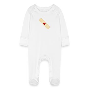 Smiley Plaster - Baby Organic Sleepsuit with Scratch Mitts - white - Front