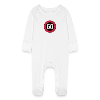 Bouclier anniversaire 60 vintage - Grenouillère bio avec gants Bébé - blanc - Devant