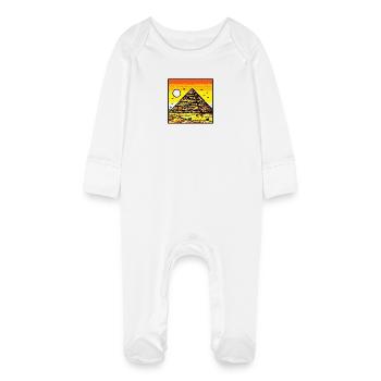 Art des pyramides vif - Hommage coloré à l’ancien Eg - Grenouillère bio avec gants Bébé - blanc - Devant