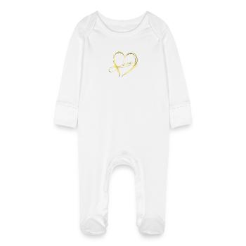 Cœur doré - Grenouillère bio avec gants Bébé - blanc - Devant