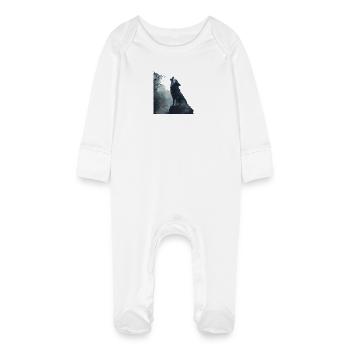 Who's afraid of the bad wolf? - Baby Organic Sleepsuit with Scratch Mitts - white - Front