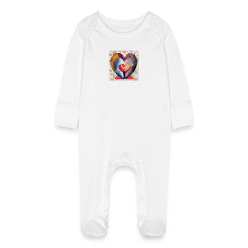 Frapper au cœur - Grenouillère bio avec gants Bébé - blanc - Devant