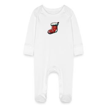 Sock Christmas Sock - Baby Organic Sleepsuit with Scratch Mitts - white - Front