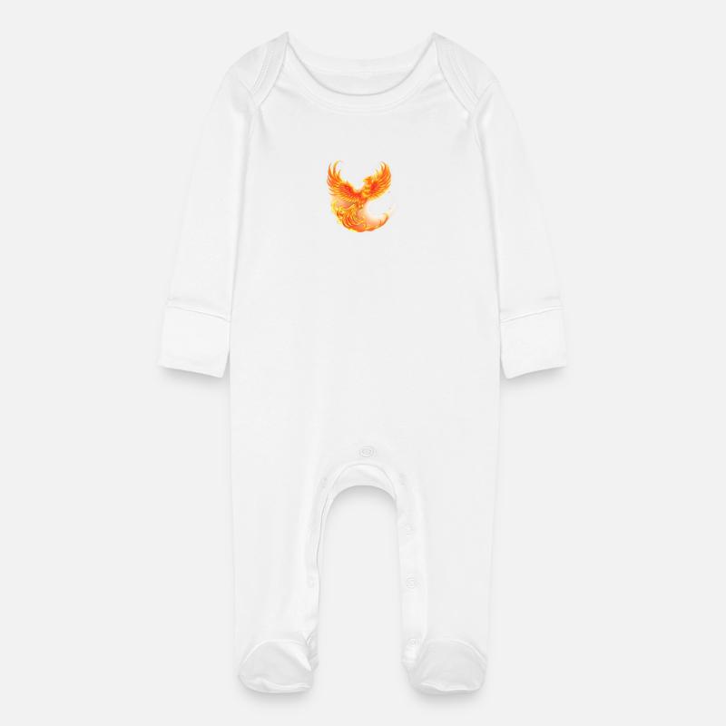 Cool burning phoenix - Baby Organic Sleepsuit with Scratch Mitts - white