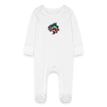 piranha comic - Baby Bio-Schlafanzug mit Kratzhandschuhen - Weiß - Vorne