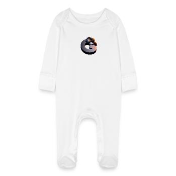 Funny gorilla on letter G - Baby Organic Sleepsuit with Scratch Mitts - white - Front