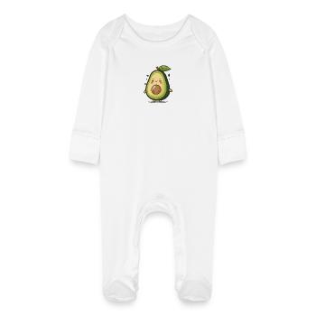 Dessin animé d’avocat kawaii - Grenouillère bio avec gants Bébé - blanc - Devant