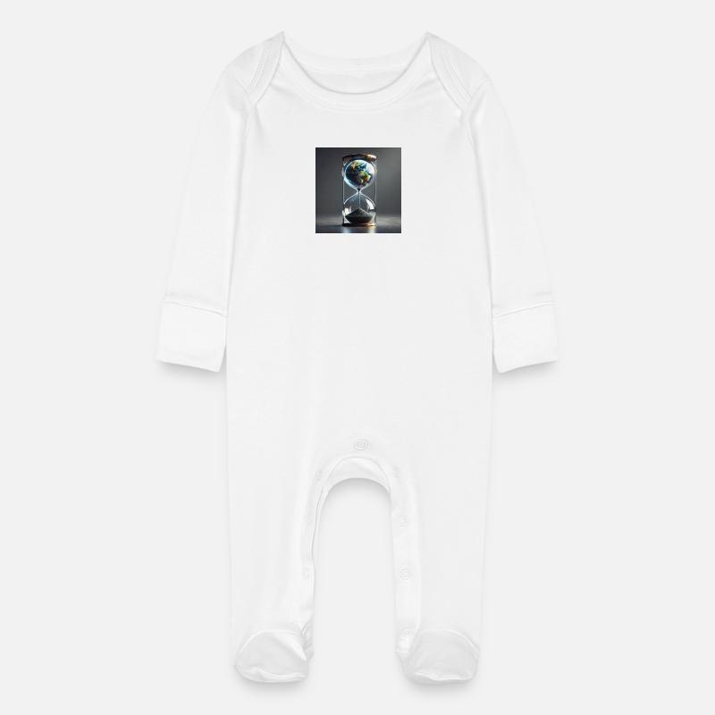 Le temps presse ! (C) - Grenouillère bio avec gants Bébé - blanc