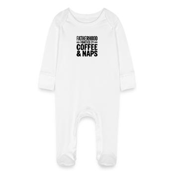 La paternité alimentée par le café et les siestes - Grenouillère bio avec gants Bébé - blanc - Devant