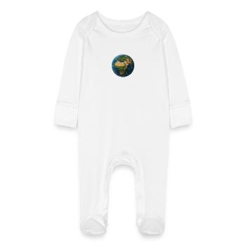 Erde - Baby Bio-Schlafanzug mit Kratzhandschuhen - Weiß - Vorne