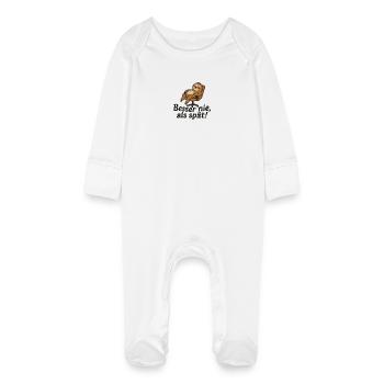 Besser nie, als spät! - Baby Bio-Schlafanzug mit Kratzhandschuhen - Weiß - Vorne