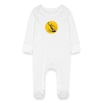 Goalkeeper (black and yellow) - Baby Organic Sleepsuit with Scratch Mitts - white - Front