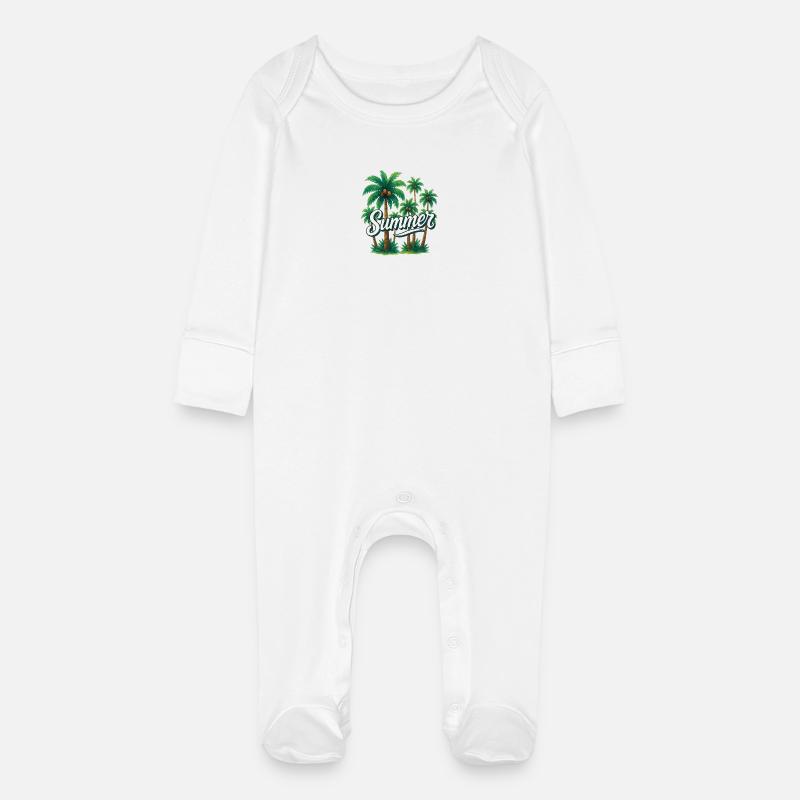 Ambiance estivale - Grenouillère bio avec gants Bébé - blanc