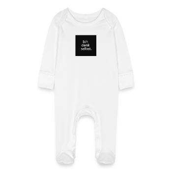 I think for myself. - Baby Organic Sleepsuit with Scratch Mitts - white - Front