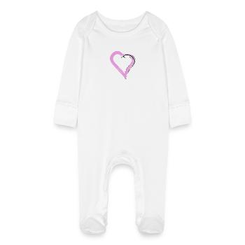 Coeur en rose pastel - Grenouillère bio avec gants Bébé - blanc - Devant
