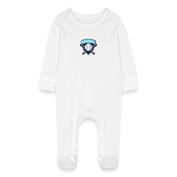 Logo de baseball - Grenouillère bio avec gants Bébé - blanc - Devant