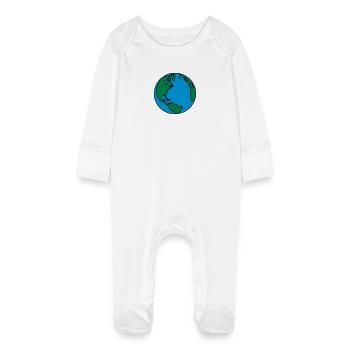 planet_erde_3c - Baby Organic Sleepsuit with Scratch Mitts - white - Front