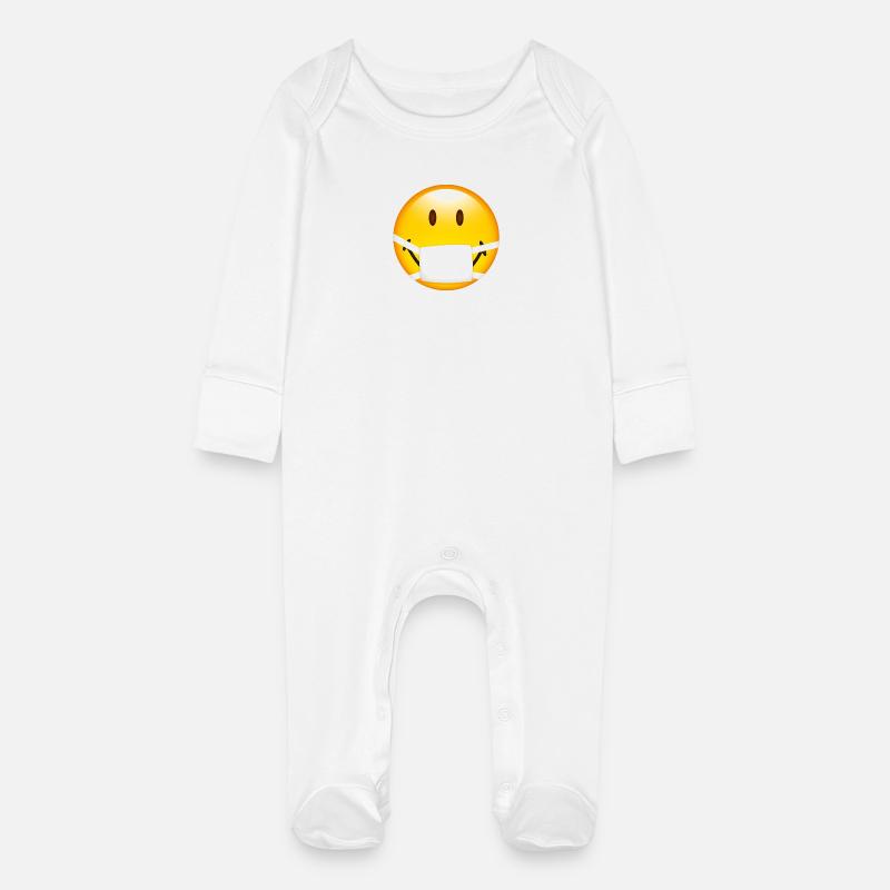 Smiley Surgent - Grenouillère bio avec gants Bébé - blanc