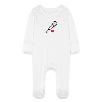 sing - Baby Organic Sleepsuit with Scratch Mitts - white - Front