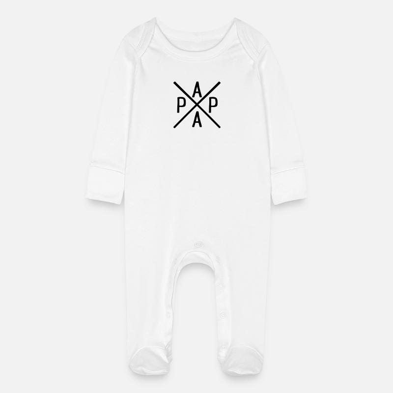 father - Baby Organic Sleepsuit with Scratch Mitts - white