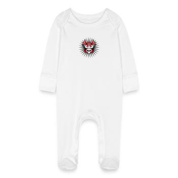 hibou aigle hibou chouette cool crâne crâne Halloween tatouage - Grenouillère bio avec gants Bébé - blanc - Devant