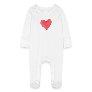heart - Baby Organic Sleepsuit with Scratch Mitts - white - Front