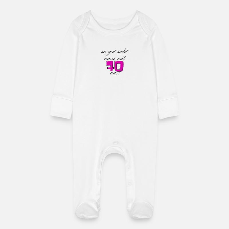 70e anniversaire - Grenouillère bio avec gants Bébé - blanc