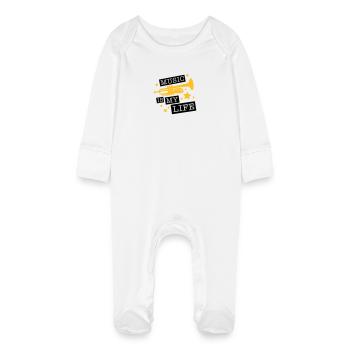 trompete_music_is_life_ge2 - Grenouillère bio avec gants Bébé - blanc - Devant