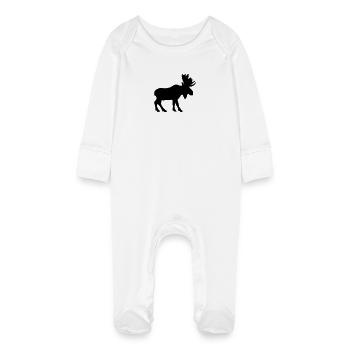 moose animal - Baby Bio-Schlafanzug mit Kratzhandschuhen - Weiß - Vorne