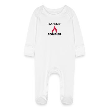 sapeur-pompier - Grenouillère bio avec gants Bébé - blanc - Devant