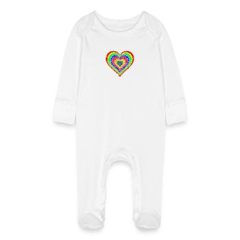 Cœur arc-en-ciel - Grenouillère bio avec gants Bébé - blanc - Devant