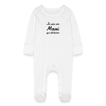 Marriage Wedding Husband Mari Love Mariage Ehemann - Baby Organic Sleepsuit with Scratch Mitts - white - Front
