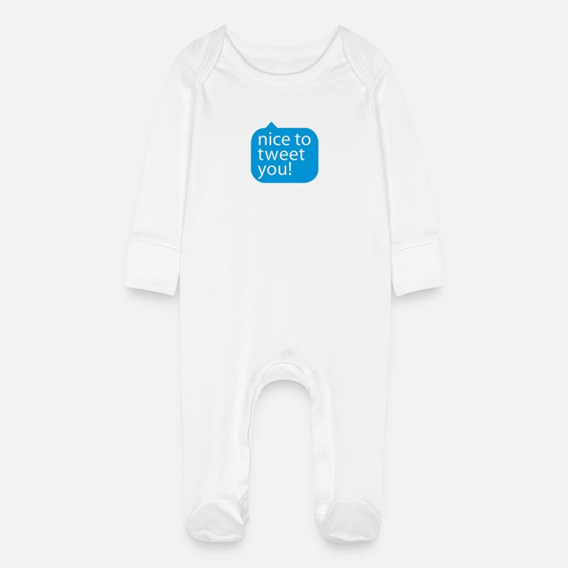 Ravie de vous tweetez (c.) - Grenouillère bio avec gants Bébé - blanc