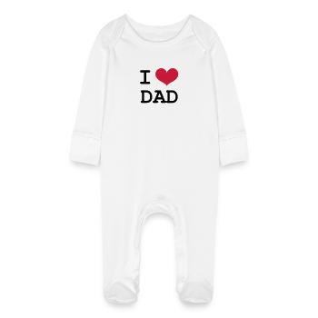 I Love Dad! - Baby Organic Sleepsuit with Scratch Mitts - white - Front