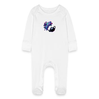 Magical Cosmic Teapot - Baby Organic Sleepsuit with Scratch Mitts - white - Front