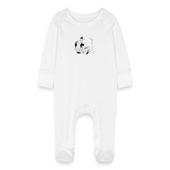 Denmark Map Framed Real Football DK - Baby Organic Sleepsuit with Scratch Mitts - white - Front