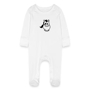 Thick Pony - Line - Baby Organic Sleepsuit with Scratch Mitts - white - Front